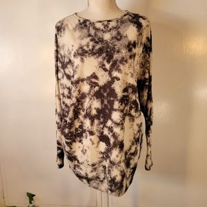 Womens XL Tie Dye Tunic Long Sleeve Stretch